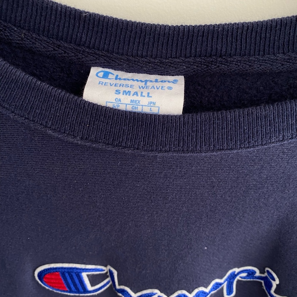 Vintage Champion Reverse Weave Sweater Navy Ladies - Picture 7 of 7